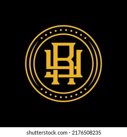 Monogram Logo, Initial letters R, Y, RY or YR, Interlock, Modern, Sporty, Yellow Color on Black Background