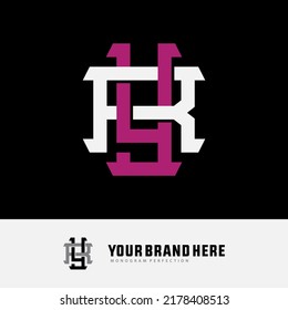 Monogram Logo, Initial letters R, Y, RY or YR, Interlock, Modern, Sporty, White and Magenta Color on Black Background