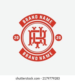 Monogram Logo, Initial letters R, Y, RY or YR, Interlock, Vintage, Classic, White and Orange Color on White Background
