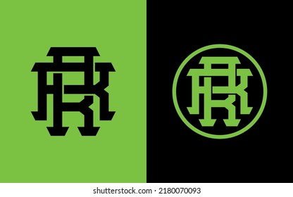 Monogram Logo, Initial letters R or RR, Interlock, Modern, Sporty, Black and Green Color