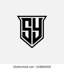 Monogram Logo, Initial letters S, Y, SY or YS, Modern, Sporty, Black Color on White Background