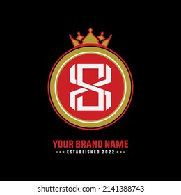 Monogram Logo, Initial letters S, X, SX or XS, Interlock, Modern, Sporty, White, Red and Gold Color on Black Background