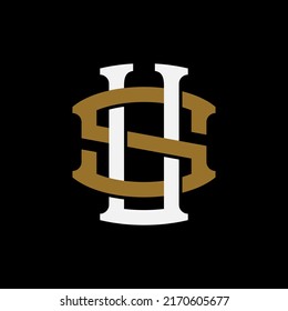 Monogram Logo, Initial letters S, U, SU or US, Interlock, Modern, Sporty, White and Brown Color on Black Background