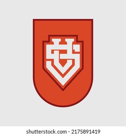 Monogram Logo, Initial letters S, V, SV or VS, Interlock, Modern, Sporty, White and Orange Color on White Background