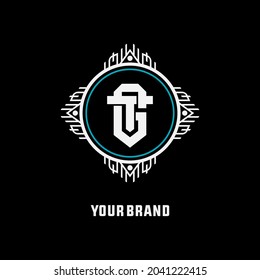Logo del monograma, letras iniciales T, G, TG o GT 