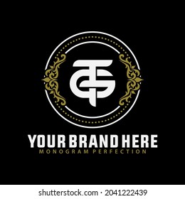 Logo del monograma, letras iniciales T, G, TG o GT 