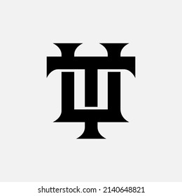 Monogram Logo, Initial letters T, U, TU or UT, Interlock, Modern, Sporty, Black Color on White Background