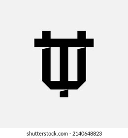 Monogram Logo, Initial letters T, U, TU or UT, Interlock, Modern, Sporty, Black Color on White Background