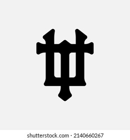 Monogram Logo, Initial letters T, U, TU or UT, Interlock, Modern, Sporty, Black Color on White Background