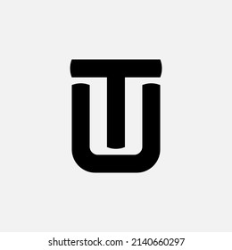 Monogram Logo, Initial letters T, U, TU or UT, Modern, Sporty, Black Color on White Background