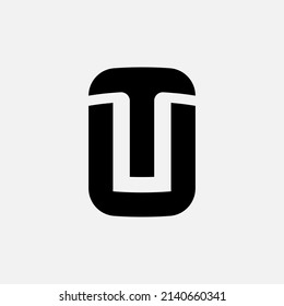 Monogram Logo, Initial letters T, U, TU or UT, Modern, Sporty, Black Color on White Background