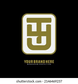 Monogram Logo, Initial letters T, Y, TY or YT, Interlock, Modern, Sporty, Gold and White Color on Black Background