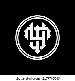 Monogram Logo, Initial letters T, Y, TY or YT, Interlock, Modern, Sporty, White Color on Black Background