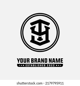 Monogram Logo, Initial letters T, Y, TY or YT, Interlock, Modern, Sporty, Black Color on White Background