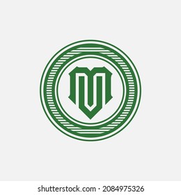 Monogram logo, Initial letters U, M, UM or MU, green color on white background