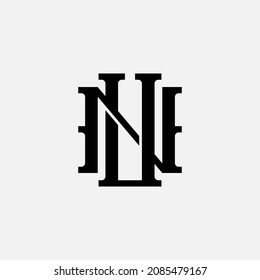 Monogram logo, Initial letters U, N, UN or NU, black color on white background