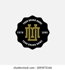 Monogramm-Logo, Anfangsbuchstaben U, M, UM oder MU, schwarz-goldene Farbe auf weißem Hintergrund