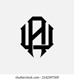 Monogram Logo, Initial letters U, A, UA or AU, Interlock, Modern, Sporty, Black Color on White Background