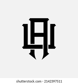 Monogram Logo, Initial letters U, A, UA or AU, Interlock, Modern, Sporty, Black Color on White Background