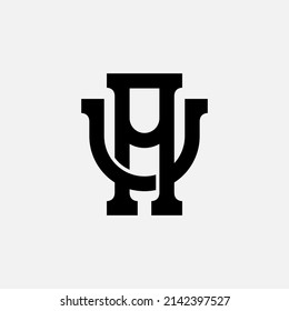 Monogram Logo, Initial letters U, A, UA or AU, Interlock, Modern, Sporty, Black Color on White Background