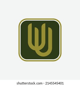 Monogram Logo, Initial letters U or UU, Interlock, Modern, Sporty, White and Green Color