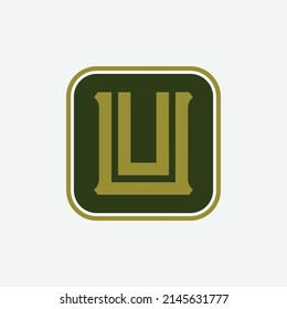 Monogram Logo, Initial letters U or UU, Modern, Sporty, White and Green Color