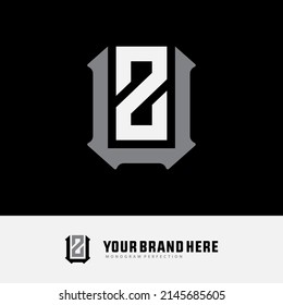 Monogram Logo, Initial letters U, Z, UZ or ZU, Modern, Sporty, White and Grey Color on Black Background