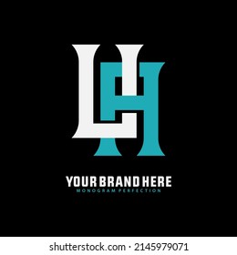 Monogram Logo, Initial letters U, A, UA or AU, Interlock, Modern, Sporty, White and Blue Color on Black Background