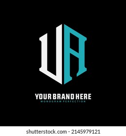Monogram Logo, Initial letters U, A, UA or AU, Modern, Sporty, White and Blue Color on Black Background