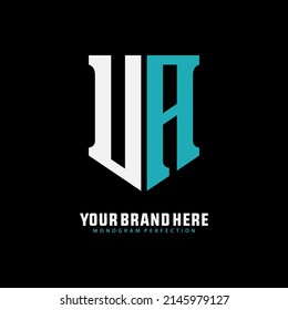 Monogram Logo, Initial letters U, A, UA or AU, Modern, Sporty, White and Blue Color on Black Background