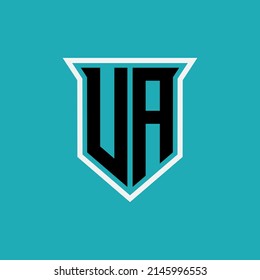 Monogram Logo, Initial letters U, A, UA or AU, Modern, Sporty, White and Black Color on Blue Background