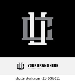Monogram Logo, Initial letters U, C, UC or CU, Interlock, Modern, Sporty, White and Grey Color on Black Background