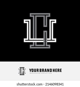 Monogram Logo, Initial letters U, C, UC or CU, Interlock, Modern, Sporty, White and Grey Color on Black Background