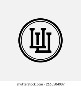 Monogram Logo, Initial letters U or UU, Interlock, Modern, Sporty, Black Color on White Background