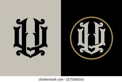 Monogram Logo, Initial letters U or UU, Interlock, Vintage, Classic, Black, Cream and Gold Color