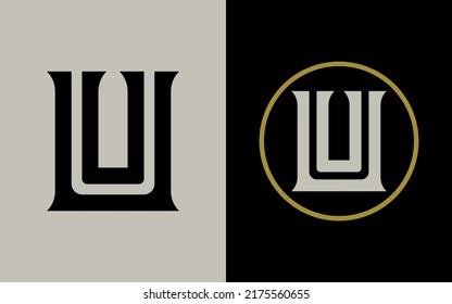 Monogram Logo, Initial letters U or UU, Modern, Sporty, Black, Cream and Gold Color