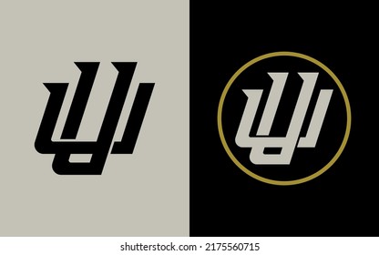 Monogram Logo, Initial letters U or UU, Interlock, Modern, Sporty, Black, Cream and Gold Color