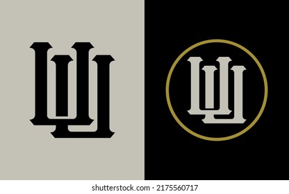 Monogram Logo, Initial letters U or UU, Interlock, Modern, Sporty, Black, Cream and Gold Color