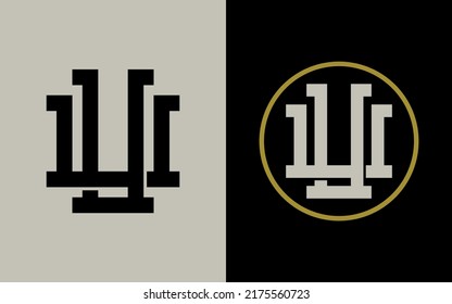 Monogram Logo, Initial letters U or UU, Interlock, Modern, Sporty, Black, Cream and Gold Color