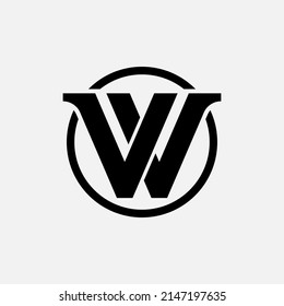 Monogram Logo, Initial letters V or VV, Interlock, Modern, Sporty, Black Color on White Background
