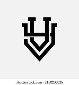 Monogram Logo, Initial letters V, Y, VY or YV, Interlock, Modern, Sporty, Black Color on White Background