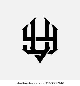 Monogram Logo, Initial letters V, Y, VY or YV, Interlock, Modern, Sporty, Black Color on White Background