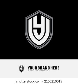 Monogram Logo, Initial letters V, Y, VY or YV, Modern, Sporty, White and Grey Color on Black Background