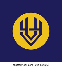 Monogram Logo, Initial letters V, Y, VY or YV, Interlock, Modern, Sporty, Yellow and Blue Color on Blue Background