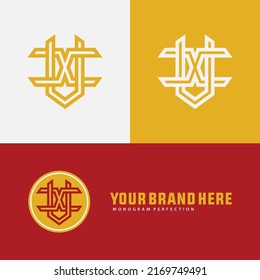 Monogram Logo, Initial letters V, X, VX or XV, Interlock, Modern, Sporty, White, Red and Yellow Color