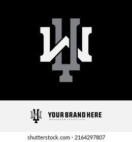 Monogram Logo, Initial letters W, Y, WY or YW, Interlock, Modern, Sporty, White and Grey Color on Black Background