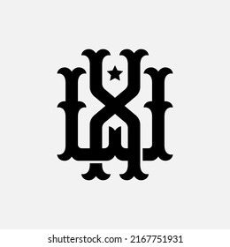 Monogramm-Logo, Anfangsbuchstaben W, X, WX oder XW, Interlock, Vintage, klassisch, schwarz auf weißem Hintergrund