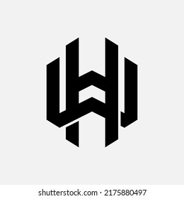 Monogram Logo, Initial letters W, H, WH or HW, Interlock, Modern, Sporty, Black Color on White Background
