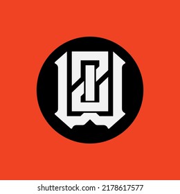 Monogram Logo, Initial letters W, Z, WZ or ZW, Interlock, Modern, Sporty, White and Black Color on Orange Background
