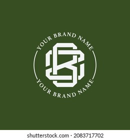 Monogram logo, Initial letters Z, B, ZB or BZ, white color on green background